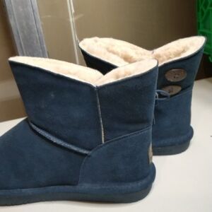 Bear Paws Navy Blue Shearling-Lined Suede Boots